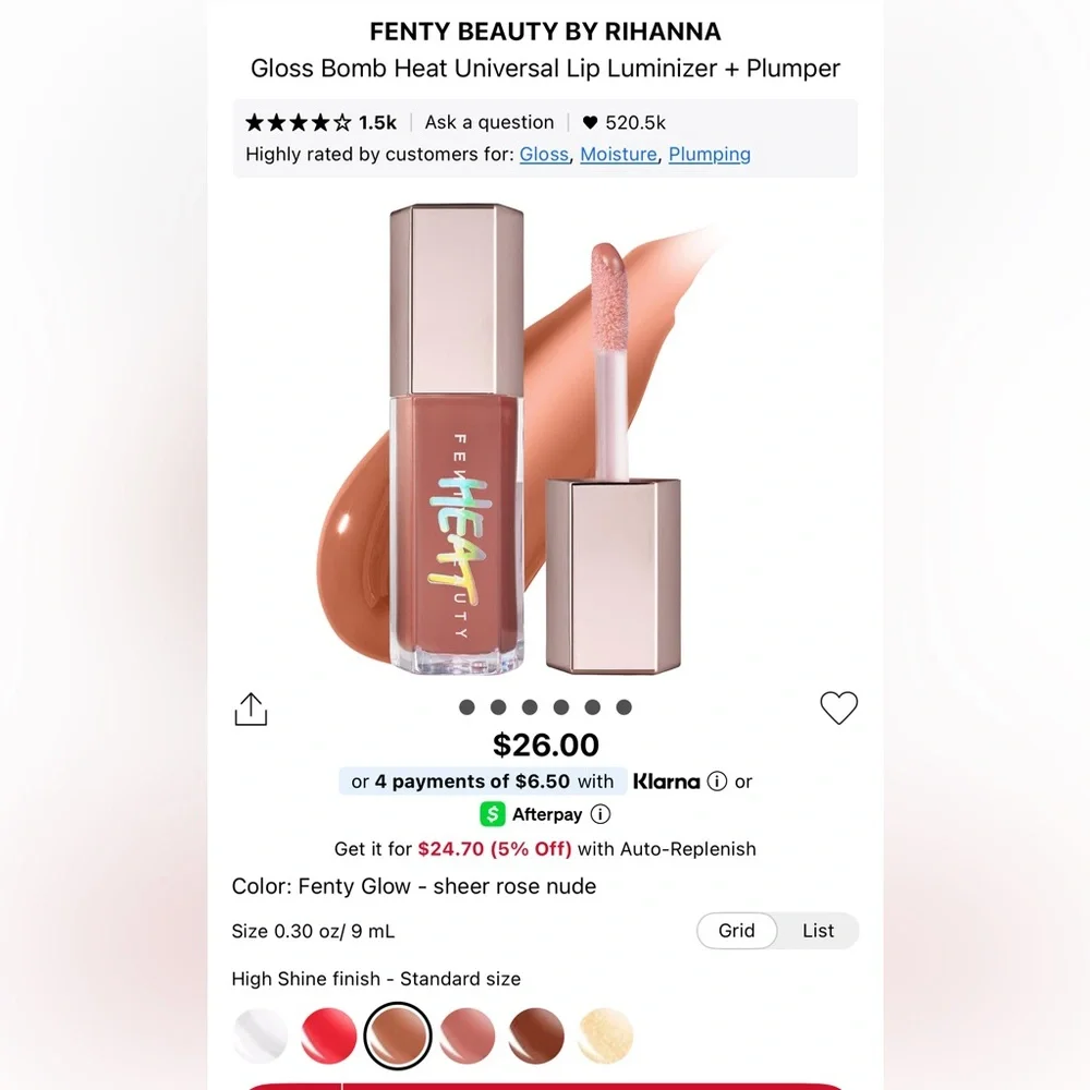 Fenty Beauty Gloss Bomb Heat Universal Lip Luminizer in Shade 01 Fenty Glow